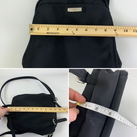 Vintage Nine West Mini Backpack Black Zip Around Rectangle Flat Snap Microfiber - Picture 15 of 15